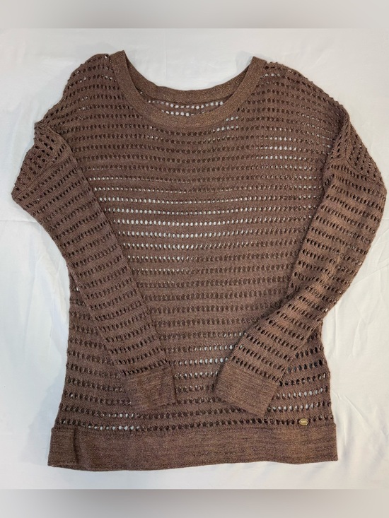 Guess Sweaters - Guess Womens M Metallic Open Knit Sweater Brown Bronze Sheer